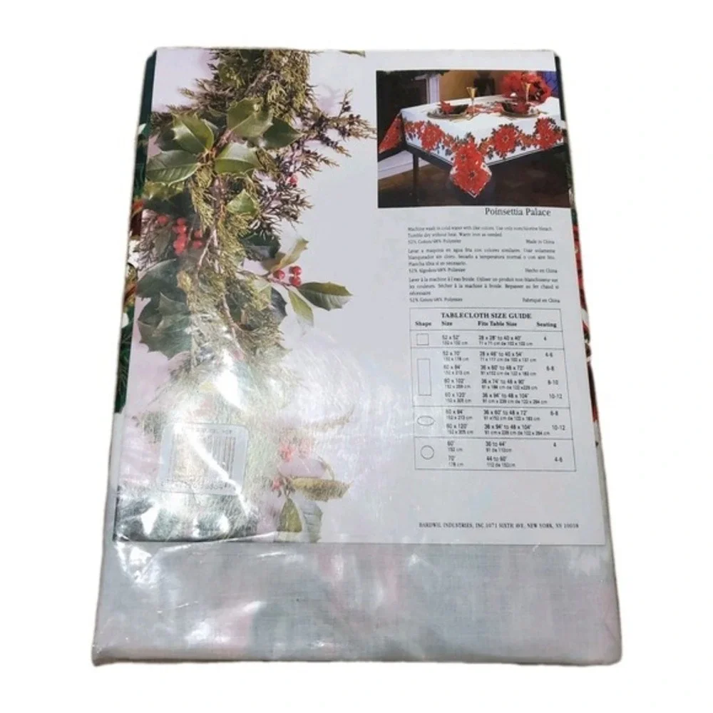 Bardwil Seasons‎ Tablecloth Christmas Poinsetta Palace 52x70 Oblong NEW